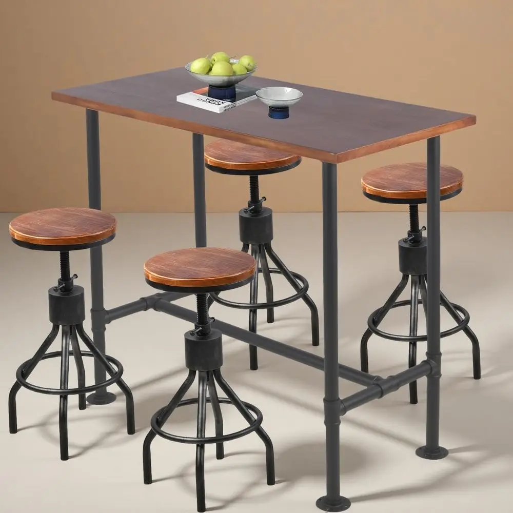 Adjustable Height Industrial Bar Stools Set of 4 & Vintage Pipe Design Bar Table for Rustic Pub, Kitchen, or Dining Room
Adjustable Height Industrial Bar Stools Set of 4 & Vintage Pipe Design Bar Table for Rustic Pub, Kitchen, or Dining Room