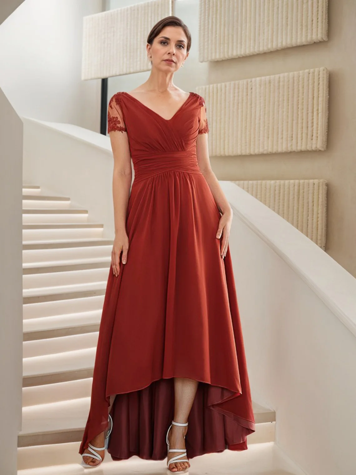 Elegant A-Line Semi Evening Dress V Neck Chiffon Applique Asymmetrical Hem Short Sleeve Wedding Guest Dress 2025 Free Customized
Elegant A-Line Semi Evening Dress V Neck Chiffon Applique Asymmetrical Hem Short Sleeve Wedding Guest Dress 2025 Free Customized