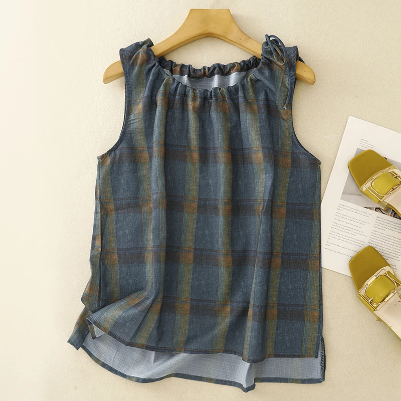 Summer New Style Large Size Shirt Bow Tie Plaid Artistic Fashionable Ageless Versatile Sleeveless Bamboo Charcoal Fiber
Summer New Style Large Size Shirt Bow Tie Plaid Artistic Fashionable Ageless Versatile Sleeveless Bamboo Charcoal Fiber