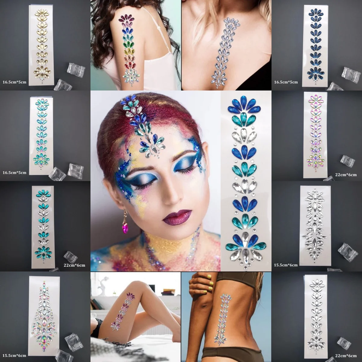 3D Fashion Music Festival Forehead Temporary Tattoos Stickers Glitter Body Face Hair Rhinestone Jewels Adhesive Crystal Sticker
3D Fashion Music Festival Forehead Temporary Tattoos Stickers Glitter Body Face Hair Rhinestone Jewels Adhesive Crystal Sticker