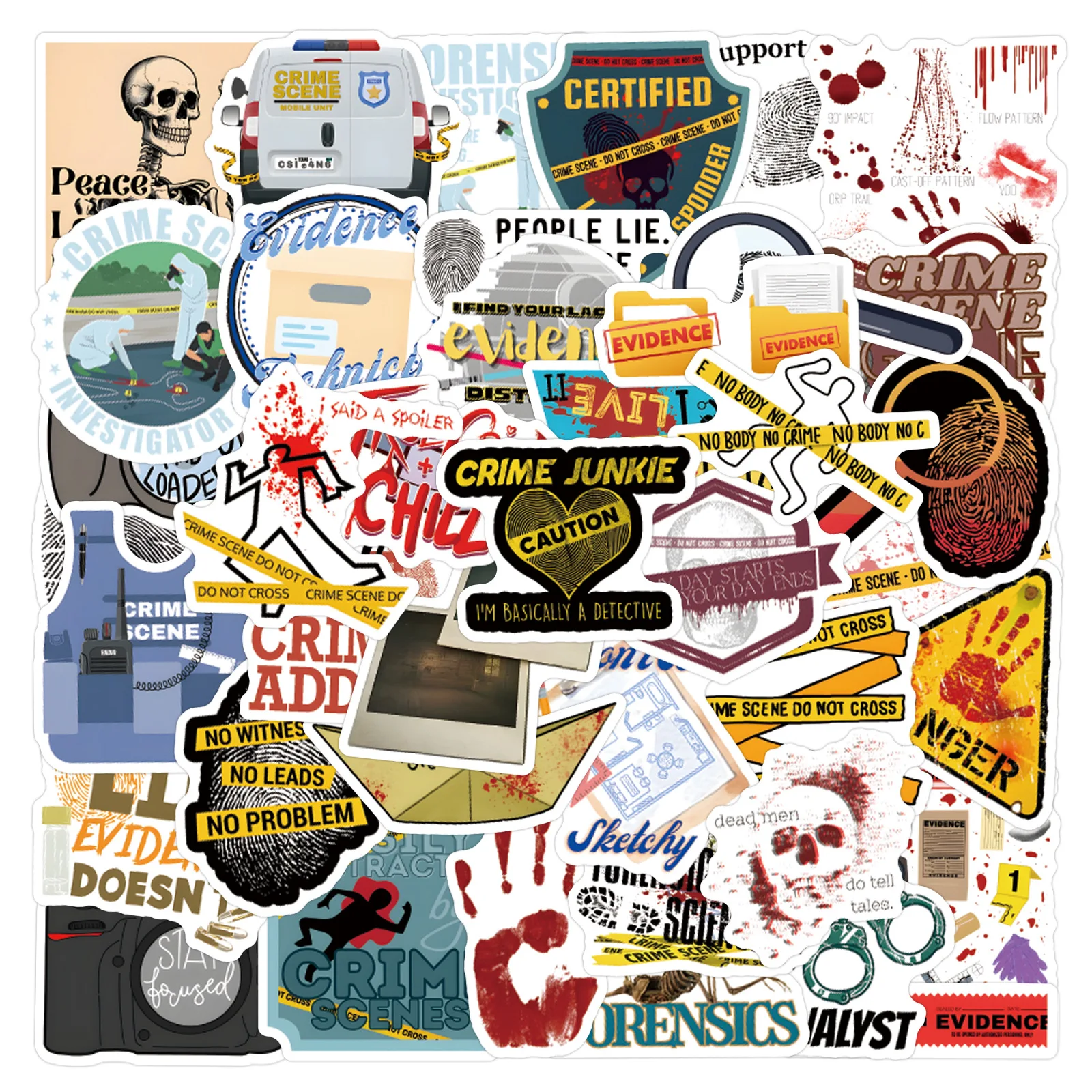 55Pcs True Crime Stickers Waterproof Crime Scene Detective Forensic Stickers for Scrapbook Phone Case Water Bottle DIY Decor
55Pcs True Crime Stickers Waterproof Crime Scene Detective Forensic Stickers for Scrapbook Phone Case Water Bottle DIY Decor