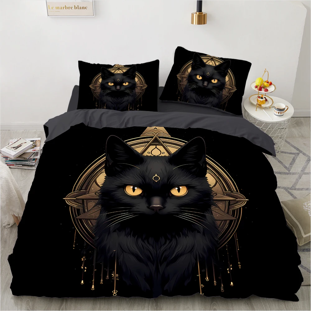 Black Cat Gothic Bedding Set,3D HD Animal Duvet Cover Set, Bed Set for Twin/King 240x220cm, Youth Home Decor Golden decoration
Black Cat Gothic Bedding Set,3D HD Animal Duvet Cover Set, Bed Set for Twin/King 240x220cm, Youth Home Decor Golden decoration