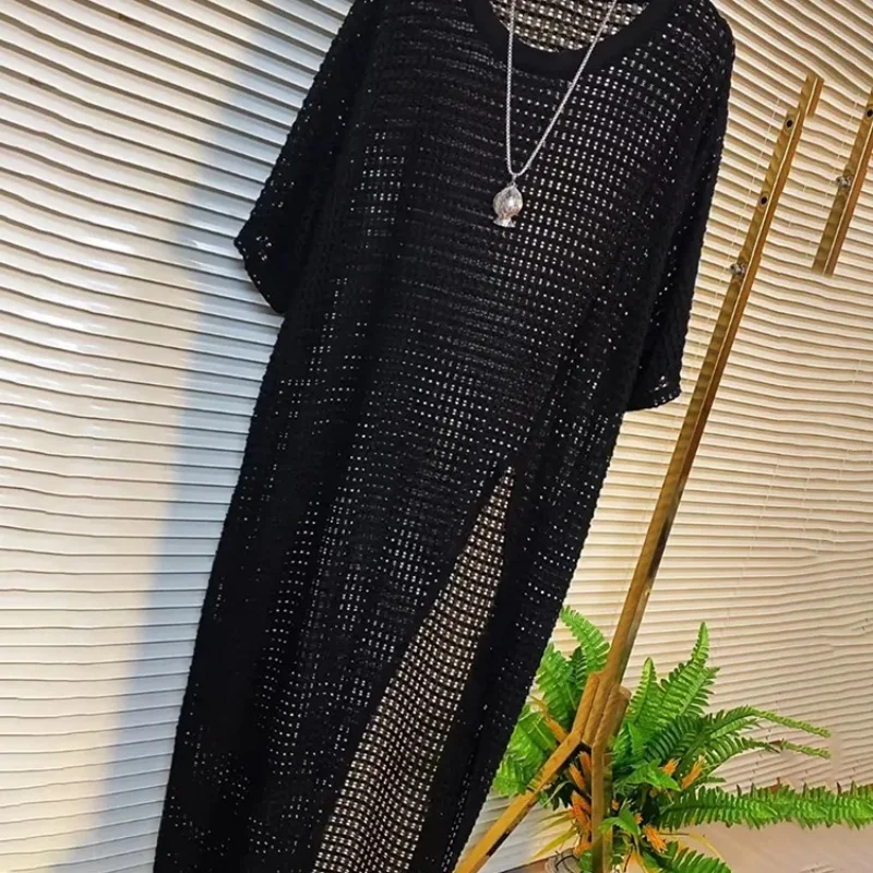 Black Hollow Out Knit Loose Long Blouse Women Summer Boho Style Short Sleeve Round Neck Pullover Top
Black Hollow Out Knit Loose Long Blouse Women Summer Boho Style Short Sleeve Round Neck Pullover Top