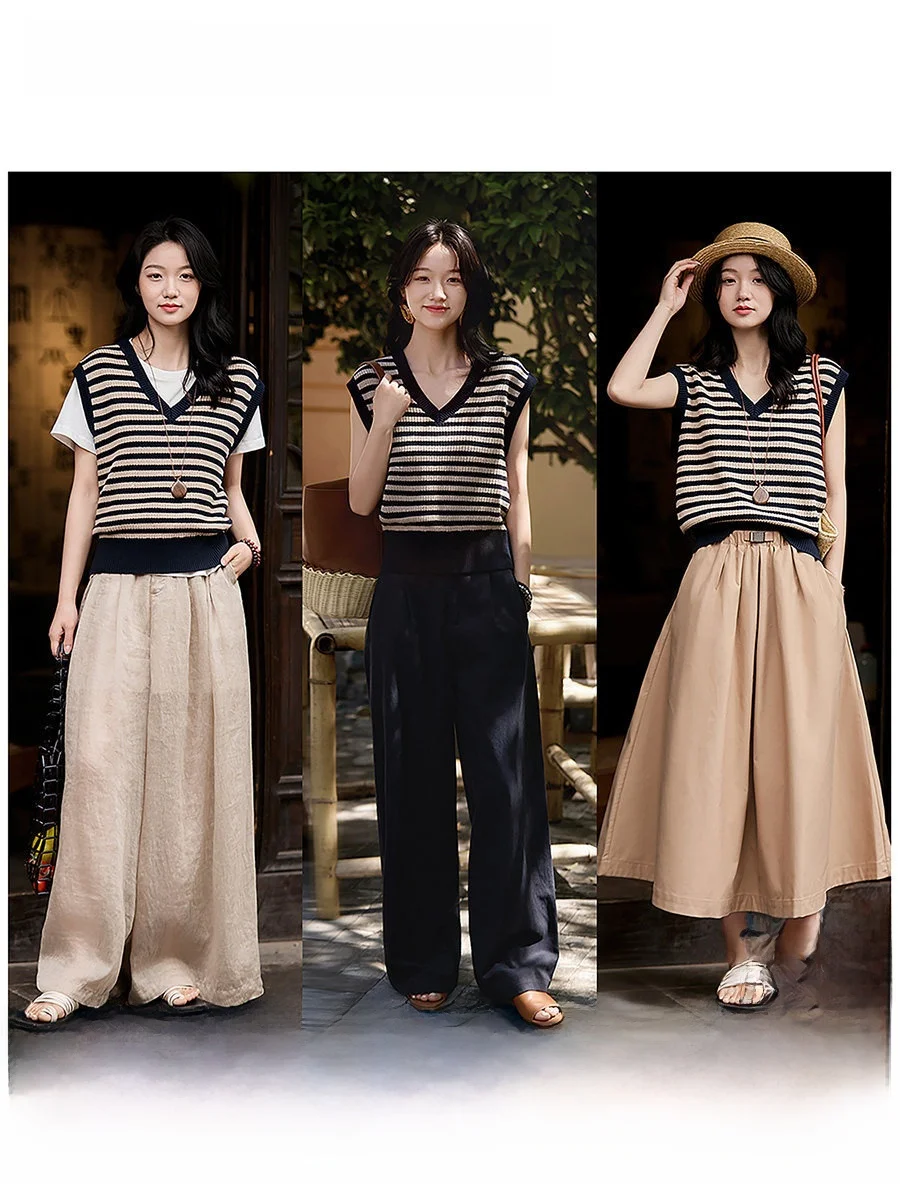 Xiao Han Academy Style Lightweight Cotton Knitted Vest Women's V-Neck Sleeveless Top Striped Bright Sequin Spring New Arrival
Xiao Han Academy Style Lightweight Cotton Knitted Vest Women's V-Neck Sleeveless Top Striped Bright Sequin Spring New Arrival