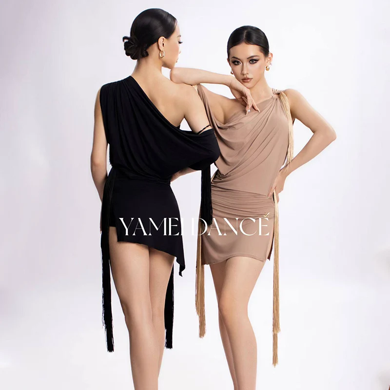 Latin Dance Dress Summer Women One-Shoulder Sexy Party Club Dresses Black Skin Color Frnged Dress Tango Performance Clothes
Latin Dance Dress Summer Women One-Shoulder Sexy Party Club Dresses Black Skin Color Frnged Dress Tango Performance Clothes