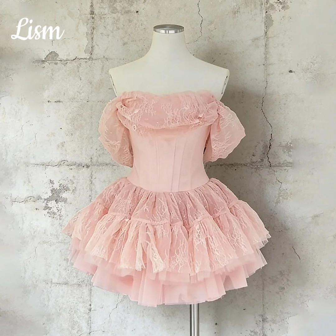 LISM A Line Pink Lace Customized Prom Dresses Off Shoulder Mini Formal Homecoming Party Dress Special Graduation Dance Gowns
LISM A Line Pink Lace Customized Prom Dresses Off Shoulder Mini Formal Homecoming Party Dress Special Graduation Dance Gowns