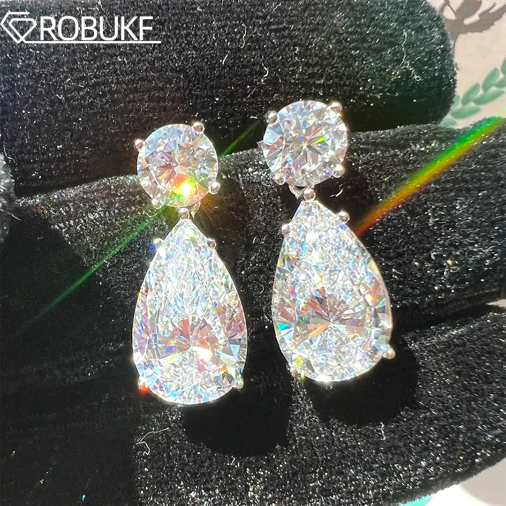 19cttw Full Moissanite Dangle Drop Earrings for Women Pear Shape Round Cut Diamond 925 Sterling Silver Wedding Jewelry With GRA
19cttw Full Moissanite Dangle Drop Earrings for Women Pear Shape Round Cut Diamond 925 Sterling Silver Wedding Jewelry With GRA