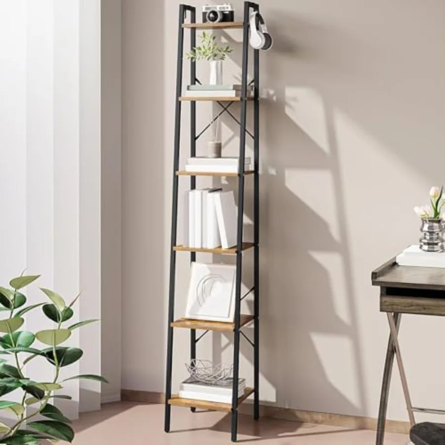 Ladder Shelf, Bookshelf Bookcase, Freestanding Corner Storage Shee with 2 Hooks for Home Office, Living Room, Kitchen, Bedroom,
Ladder Shelf, Bookshelf Bookcase, Freestanding Corner Storage Shee with 2 Hooks for Home Office, Living Room, Kitchen, Bedroom,