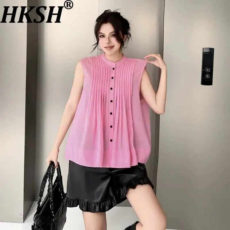 HKSH Women Shirt Elegant Fashion Pleated Single Breasted Sleeveless Stylish High Street Solid Color Casual Blouse Summer HK23685
HKSH Women Shirt Elegant Fashion Pleated Single Breasted Sleeveless Stylish High Street Solid Color Casual Blouse Summer HK23685