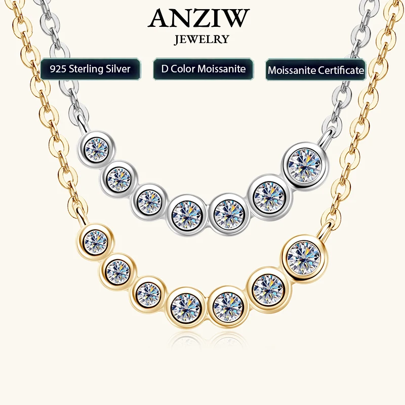 Anziw D0.17CT Moissanite 7 Stones Pendant Necklace for Women 18k Gold Plated 925 Silver Adjustable Chain Fine Jewelry Gifts S925
Anziw D0.17CT Moissanite 7 Stones Pendant Necklace for Women 18k Gold Plated 925 Silver Adjustable Chain Fine Jewelry Gifts S925
