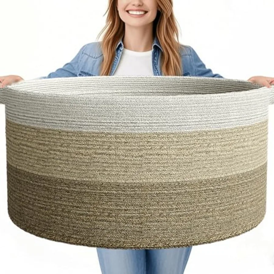 125L Extra Large Blanket Basket 25" x 16" Jumbo Laundry Woven Cotton Rope Basket with Handles Baby Toy Storage
125L Extra Large Blanket Basket 25" x 16" Jumbo Laundry Woven Cotton Rope Basket with Handles Baby Toy Storage