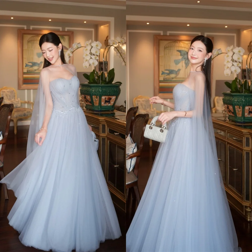 Customized Exquisite Light Blue Organza Evening Dress Elegant Crew Neck Shawl Sleeveless Zipper Back Special Occasion Gowns
Customized Exquisite Light Blue Organza Evening Dress Elegant Crew Neck Shawl Sleeveless Zipper Back Special Occasion Gowns