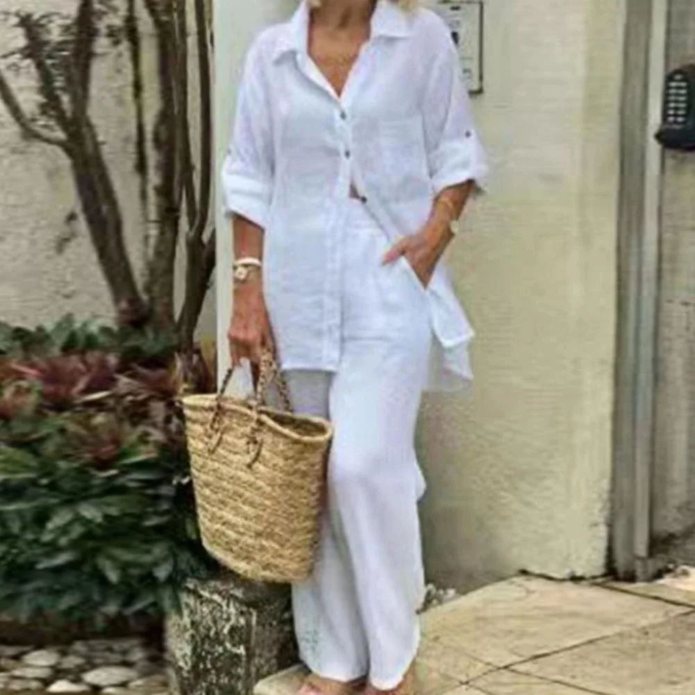 2023 Autumn Cotton Linen Suit Women's Tracksuit Oversize Shirt Loose Pants Set Female Trendy Casual Fashion Ladies 2 Piece Sets
2023 Autumn Cotton Linen Suit Women's Tracksuit Oversize Shirt Loose Pants Set Female Trendy Casual Fashion Ladies 2 Piece Sets