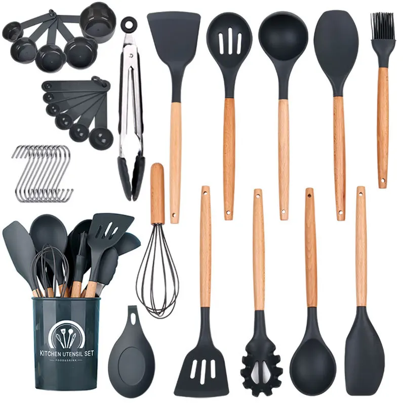 34Pcs Silicone Kitchen Utensils Set Heat Resistant Non-Stick Cooking Tool With Measuring Cup Spoon Mat Hook Kitchen Accessories
34Pcs Silicone Kitchen Utensils Set Heat Resistant Non-Stick Cooking Tool With Measuring Cup Spoon Mat Hook Kitchen Accessories