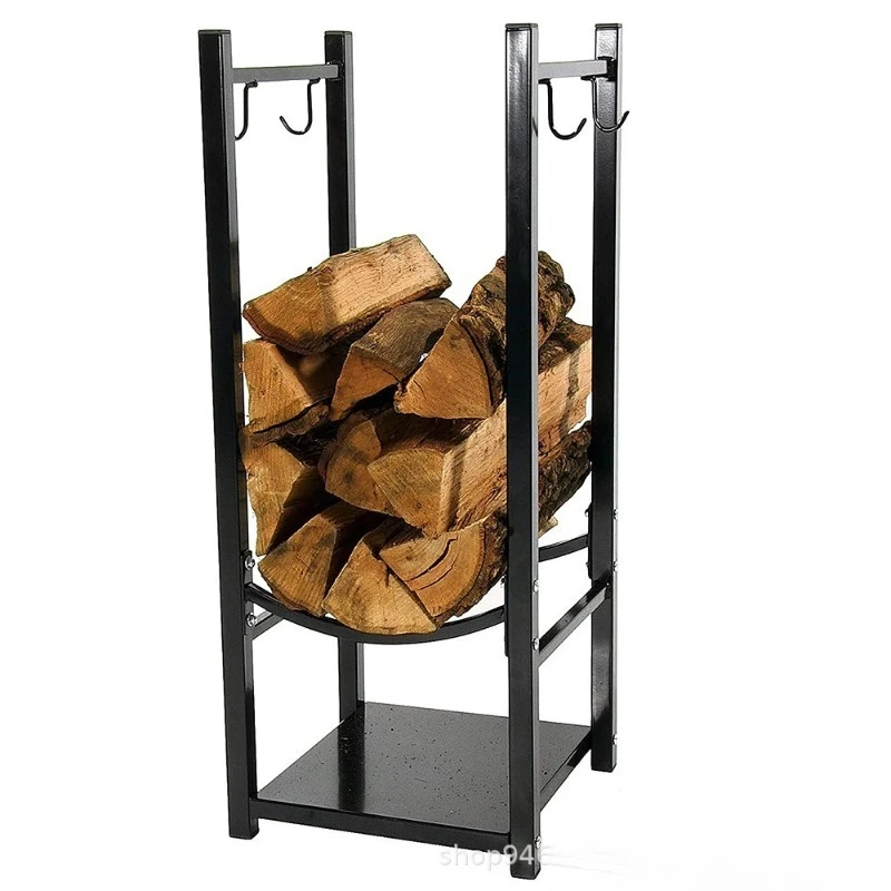 Wrought iron firewood log frame with tool holder hook Removable firewood frame, indoor and outdoor heavy wood storage
Wrought iron firewood log frame with tool holder hook Removable firewood frame, indoor and outdoor heavy wood storage