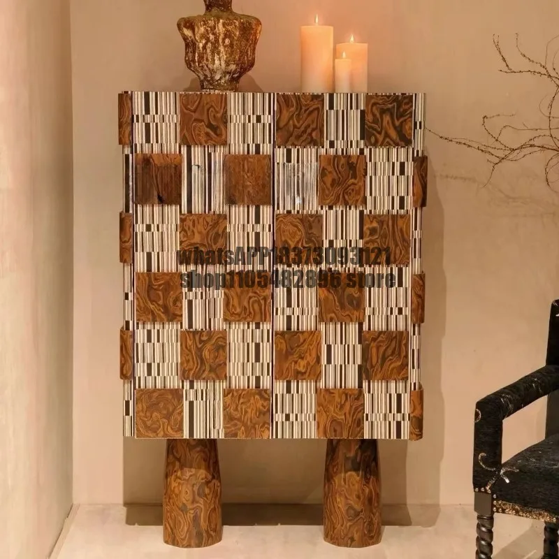 Medieval style solid wood dining side cabinet, retro style checkerboard home storage designer light luxury hotel side cabinet
Medieval style solid wood dining side cabinet, retro style checkerboard home storage designer light luxury hotel side cabinet
