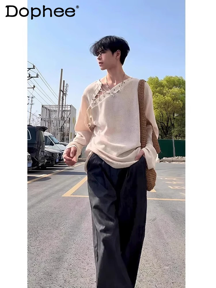 Men's 2025 Summer New Thin Niche Long-sleeve Stylish T-shirts Hollow Out Solid Color Simple Tops Male Fashion Loose Comfort Tees
Men's 2025 Summer New Thin Niche Long-sleeve Stylish T-shirts Hollow Out Solid Color Simple Tops Male Fashion Loose Comfort Tees