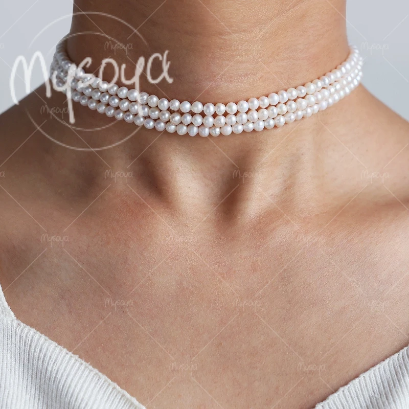 MYSOYA 3-4mm Three-layer White Freshwater Pearl Necklace, Suitable for Birthday/ Wedding/ Mother's Day/ Father's Day Gift A0795
MYSOYA 3-4mm Three-layer White Freshwater Pearl Necklace, Suitable for Birthday/ Wedding/ Mother's Day/ Father's Day Gift A0795