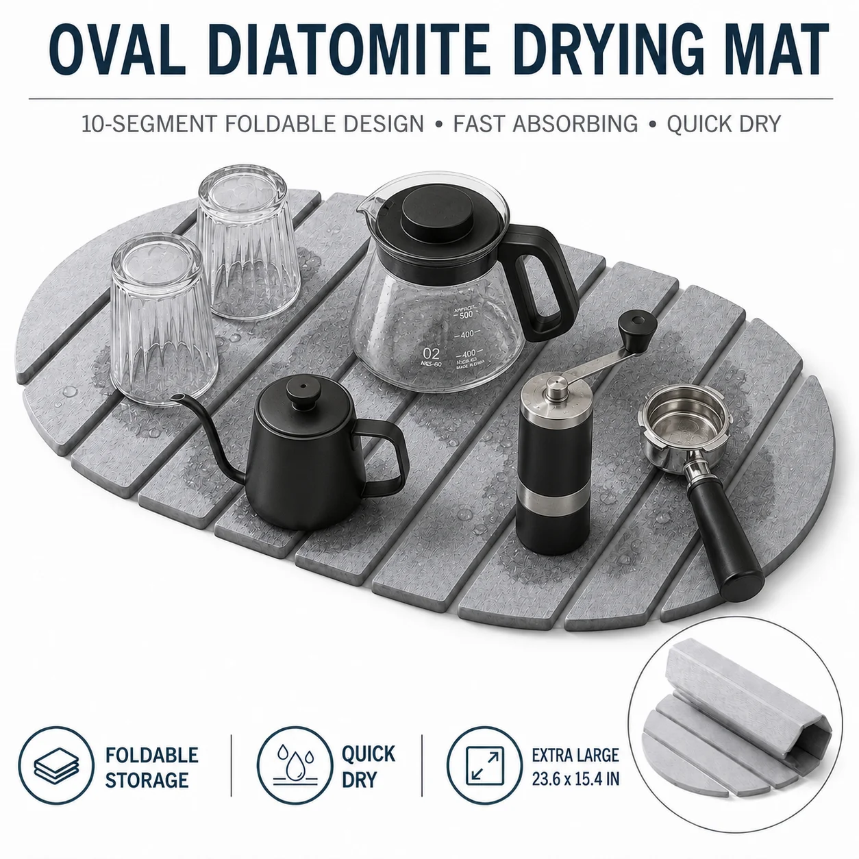 60x39cm Foldable Diatomaceous Earth Drying Mat For Kitchen Countertop Absorbent Dish Draining Pad Fast Dry Stone Sink Mat
60x39cm Foldable Diatomaceous Earth Drying Mat For Kitchen Countertop Absorbent Dish Draining Pad Fast Dry Stone Sink Mat