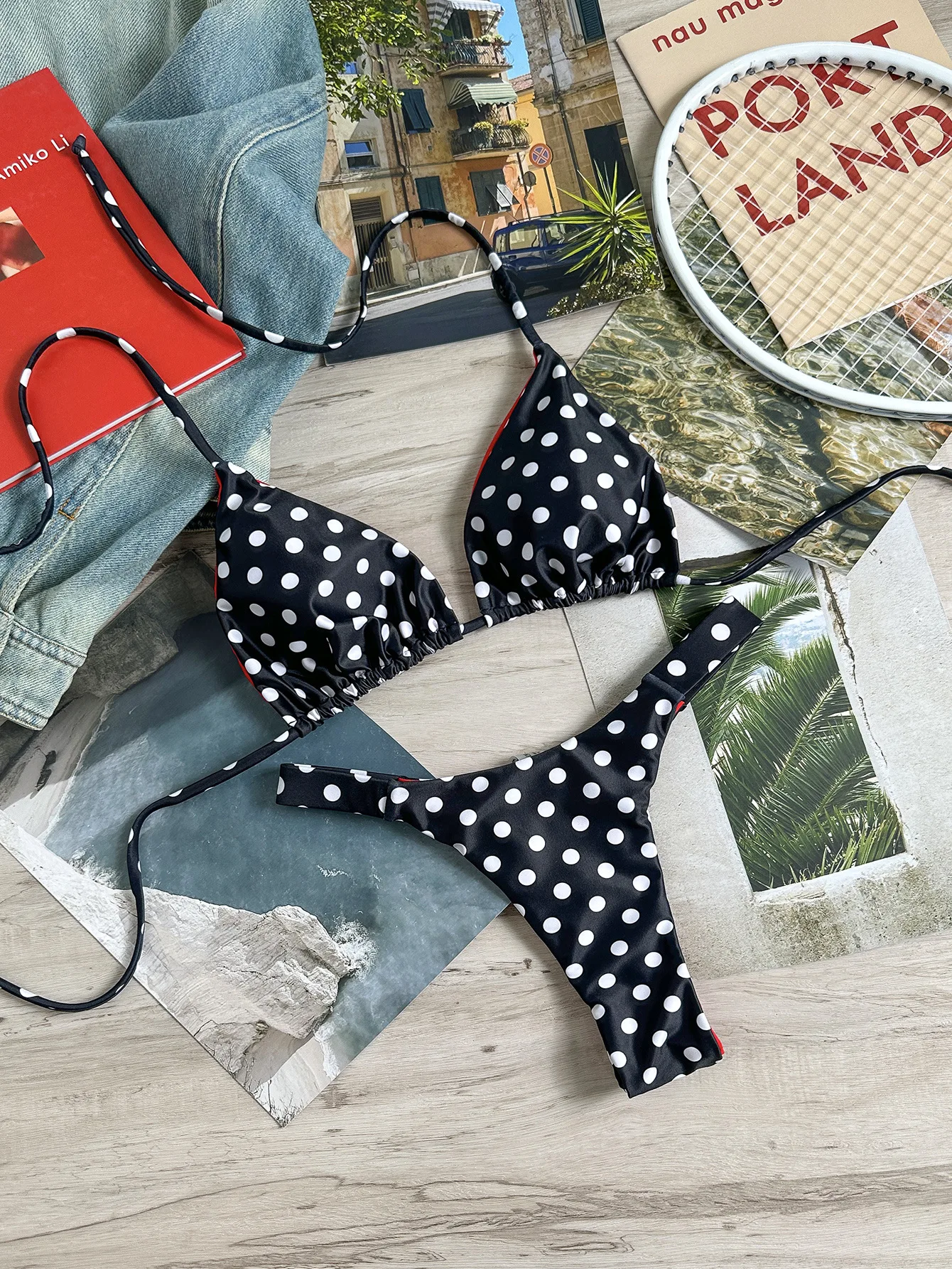 sexy black polka dot print micro bikinis sets two pieces halter back tie thong swimsuits bathing suit swimwear biquini tankini
sexy black polka dot print micro bikinis sets two pieces halter back tie thong swimsuits bathing suit swimwear biquini tankini