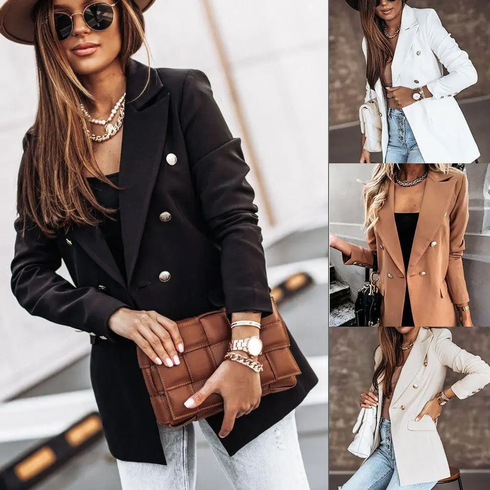 Women's Long Sved Double Suit Small Jacket Fashionable Elegant Style Perfect for Business Casual Occasions Long Sleeve
Women's Long Sved Double Suit Small Jacket Fashionable Elegant Style Perfect for Business Casual Occasions Long Sleeve