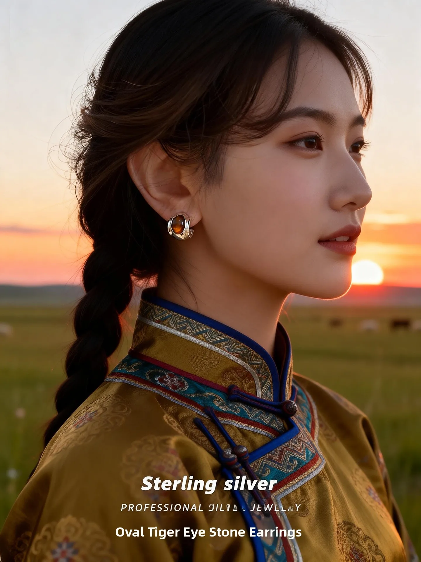 S925 Sterling Silver Tiger Eye Stone Oval Earrings Simple Ethnic Style Fashionable Versatile Design Montague Silver Ear Jewelry
S925 Sterling Silver Tiger Eye Stone Oval Earrings Simple Ethnic Style Fashionable Versatile Design Montague Silver Ear Jewelry