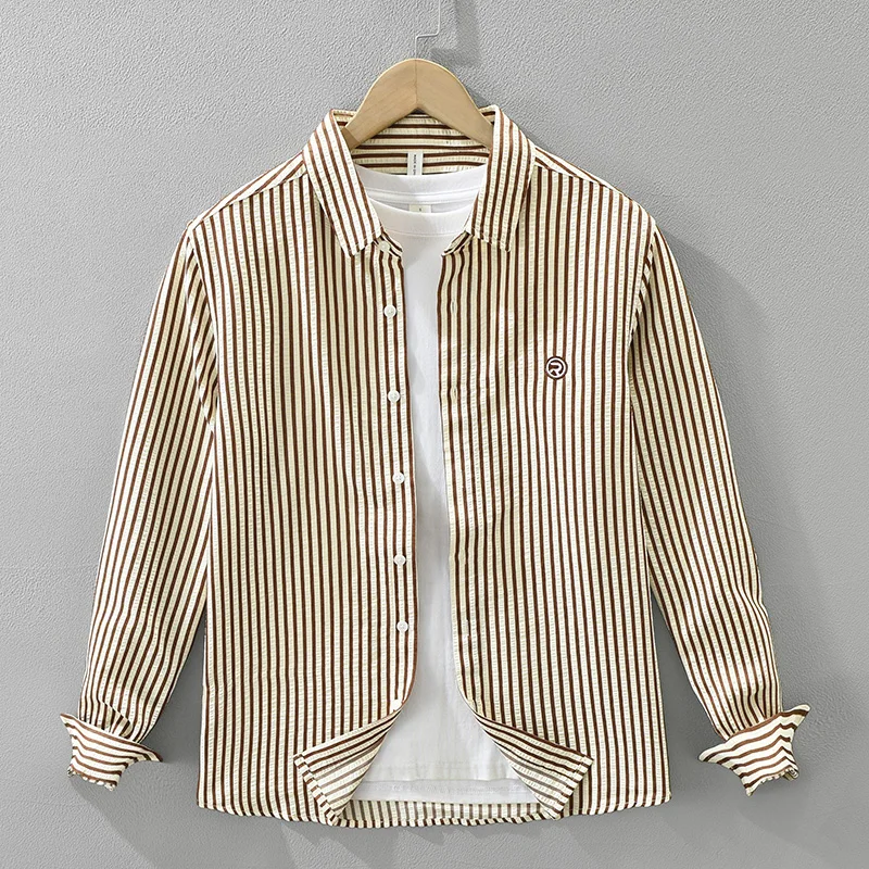 2025 Autumn New Striped Shirt for Men Cotton Loose Long Sleeve Shirts Oversize Fashion Men's Clothing
2025 Autumn New Striped Shirt for Men Cotton Loose Long Sleeve Shirts Oversize Fashion Men's Clothing