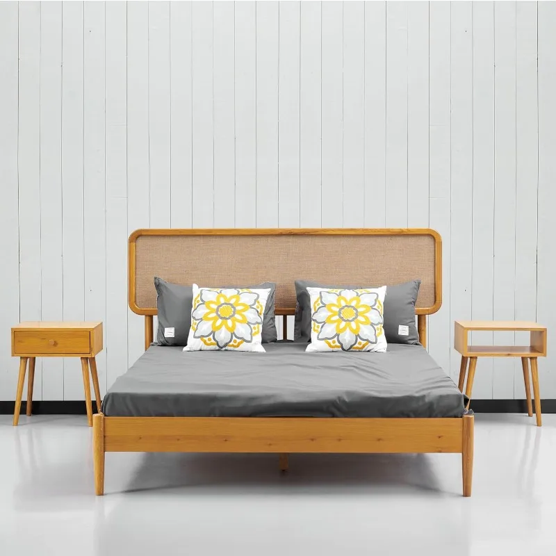 Wooden Bed Frame with Headboard, Solid Oak and Rubberwood Base with Silent Slats and Wooden Central Support
Wooden Bed Frame with Headboard, Solid Oak and Rubberwood Base with Silent Slats and Wooden Central Support