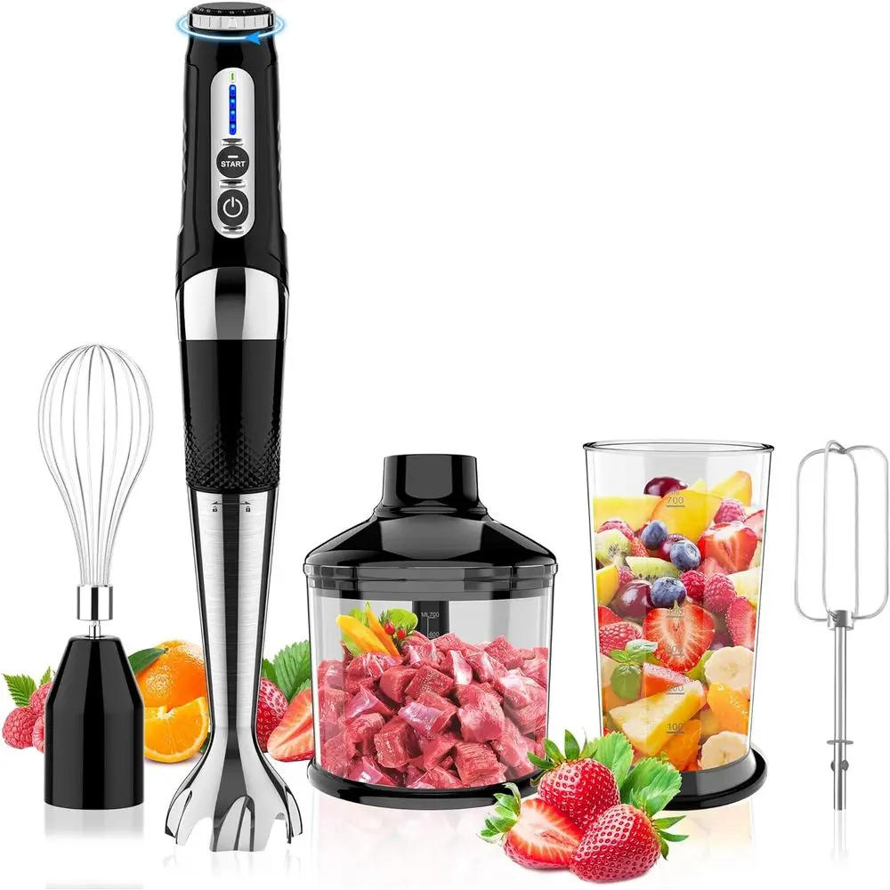 4-in-1 Electric Hand Blender, 21-Speed & 3-Angle Adjustable, USB Rechargeable, BPA-Free & Dishwasher Safe, Ideal for Smoothies,
4-in-1 Electric Hand Blender, 21-Speed & 3-Angle Adjustable, USB Rechargeable, BPA-Free & Dishwasher Safe, Ideal for Smoothies,