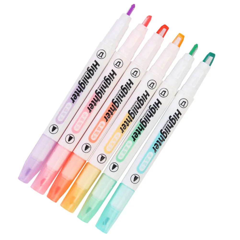 6pcs Highlighter Pen Markers Double Tip Transparent View Colorful DualEnded ClearWords Fluorescent Student Writing Gifts
6pcs Highlighter Pen Markers Double Tip Transparent View Colorful DualEnded ClearWords Fluorescent Student Writing Gifts