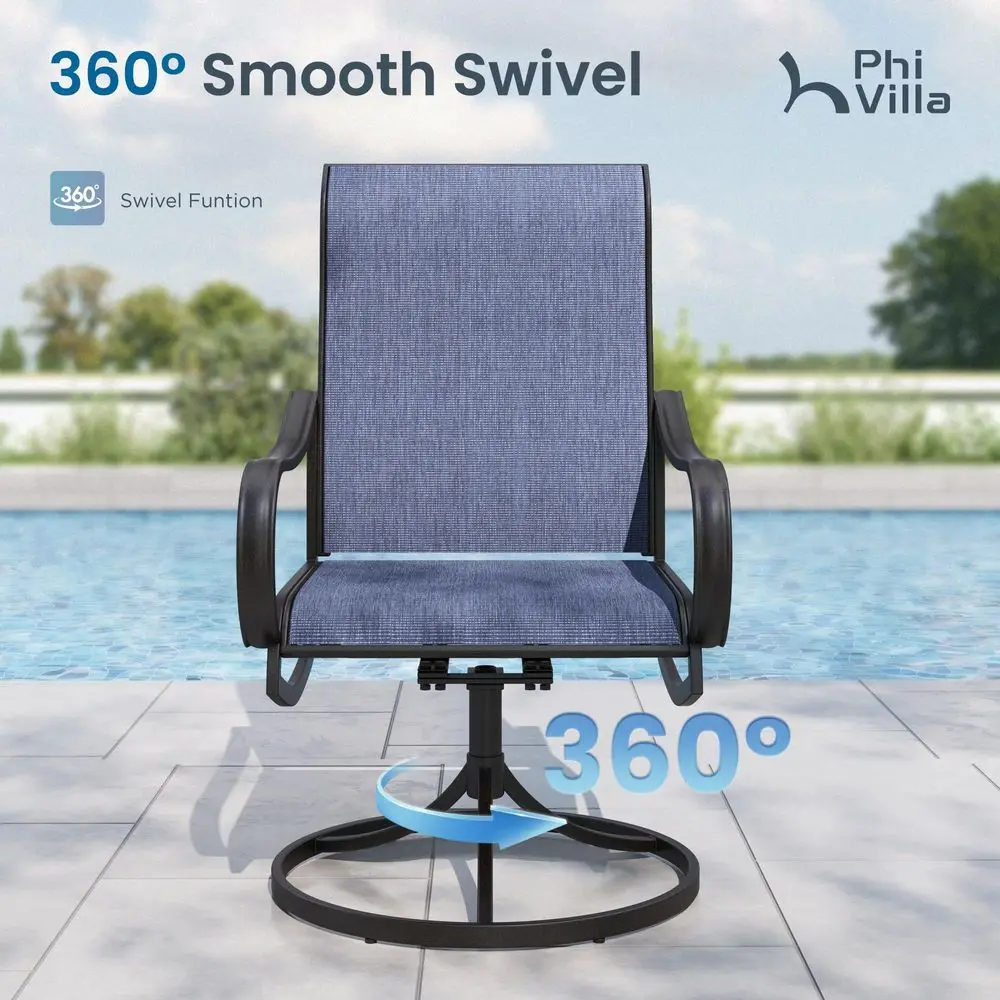 5 Piece Patio Dining Set with 4 Outdoor Swivel Dining Chairs amp 1 Large Round Dining Table, All Weather Blue Textilene Mesh Fa
5 Piece Patio Dining Set with 4 Outdoor Swivel Dining Chairs amp 1 Large Round Dining Table, All Weather Blue Textilene Mesh Fa