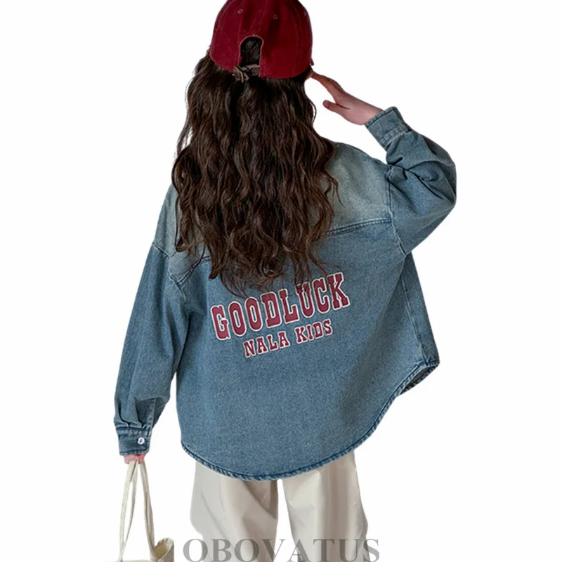 New Spring Child Denim Blouse for Girls Casual Letter Print Shirt with Pocket Kids Teenager Cool Street Outerwear For 5 To 14 Y
New Spring Child Denim Blouse for Girls Casual Letter Print Shirt with Pocket Kids Teenager Cool Street Outerwear For 5 To 14 Y