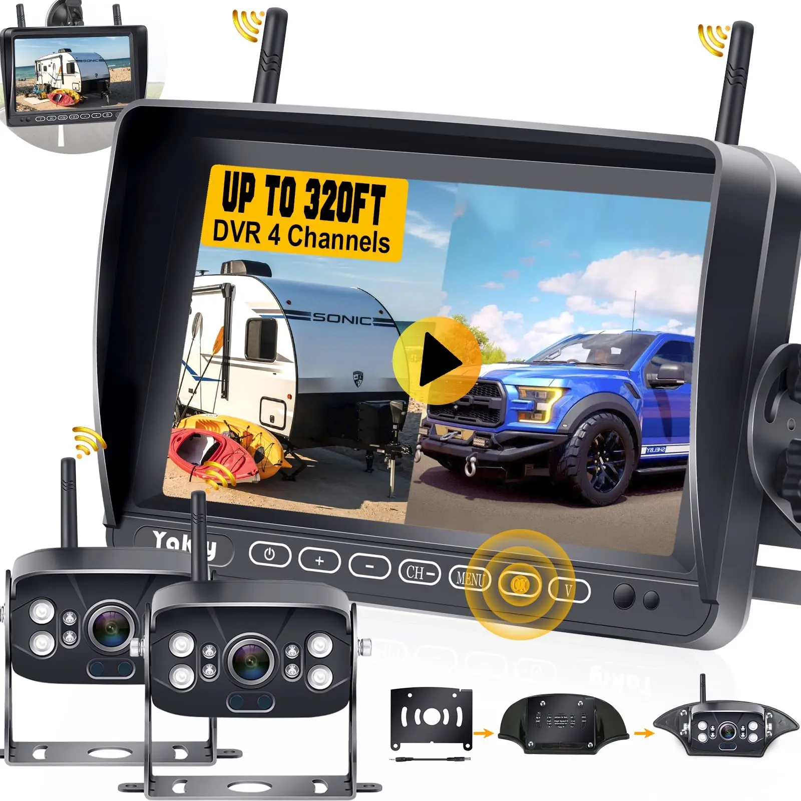 7-Inch Wireless Backup System with Touch Button for RVs & Trucks
7-Inch Wireless Backup System with Touch Button for RVs & Trucks