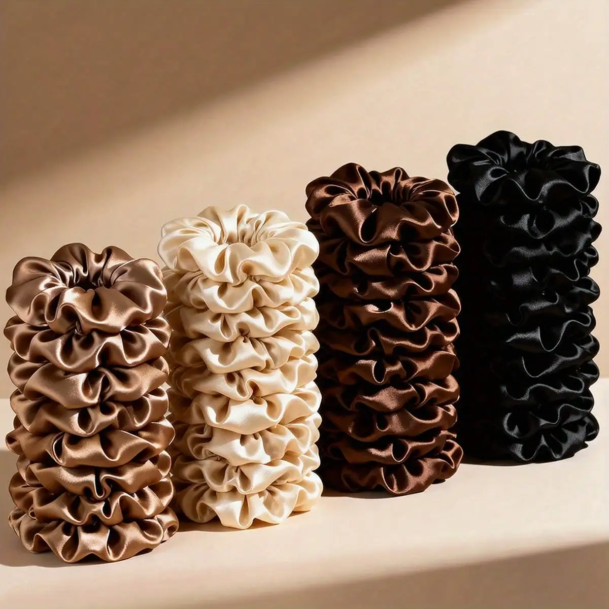 28pcs Satin Hair Scrunchies Set - Neutral Mocha Color Hair Ties | Black, Mocha Brown, Beige And Earth Tone Colors | Multipurpose Hair Accessories For Women ,Ponytail Holders ,Hair Elastics ,Hair Rope Elastic Band Hair Rubber Bands
28pcs Satin Hair Scrunchies Set - Neutral Mocha Color Hair Ties | Black, Mocha Brown, Beige And Earth Tone Colors | Multipurpose Hair Accessories For Women ,Ponytail Holders ,Hair Elastics ,Hair Rope Elastic Band Hair Rubber Bands