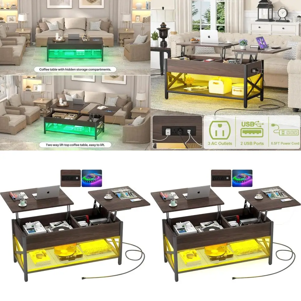 Illuminated Coffee Table with LED Light and Power Outlet, Storage Shelf, Suitable for Living Room
Illuminated Coffee Table with LED Light and Power Outlet, Storage Shelf, Suitable for Living Room