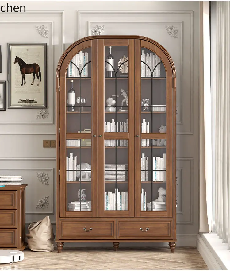 CP solid wood light luxury retro living room dining room arched glass door side display bookcase
CP solid wood light luxury retro living room dining room arched glass door side display bookcase