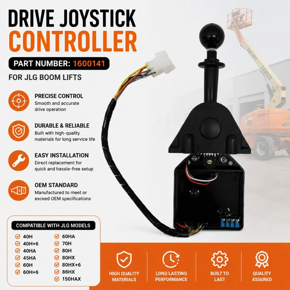 Drive Joystick Controller 1600141 Compatible with JLG Boom Lift 40H 40H+6 40HA 45HA 60H 60H+6 60HA 70H 80H 80HX 80HX+6 86HX
Drive Joystick Controller 1600141 Compatible with JLG Boom Lift 40H 40H+6 40HA 45HA 60H 60H+6 60HA 70H 80H 80HX 80HX+6 86HX