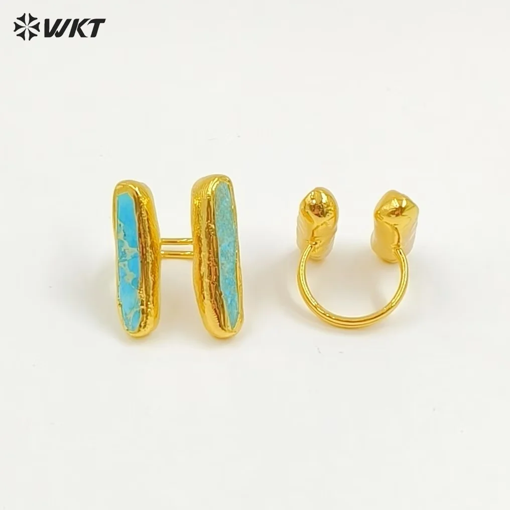 WT-R569 Special Natural Double Green Turquoise Stone Design With 18k Gold Plated Can Be Adjustable Rings For Unisex
WT-R569 Special Natural Double Green Turquoise Stone Design With 18k Gold Plated Can Be Adjustable Rings For Unisex