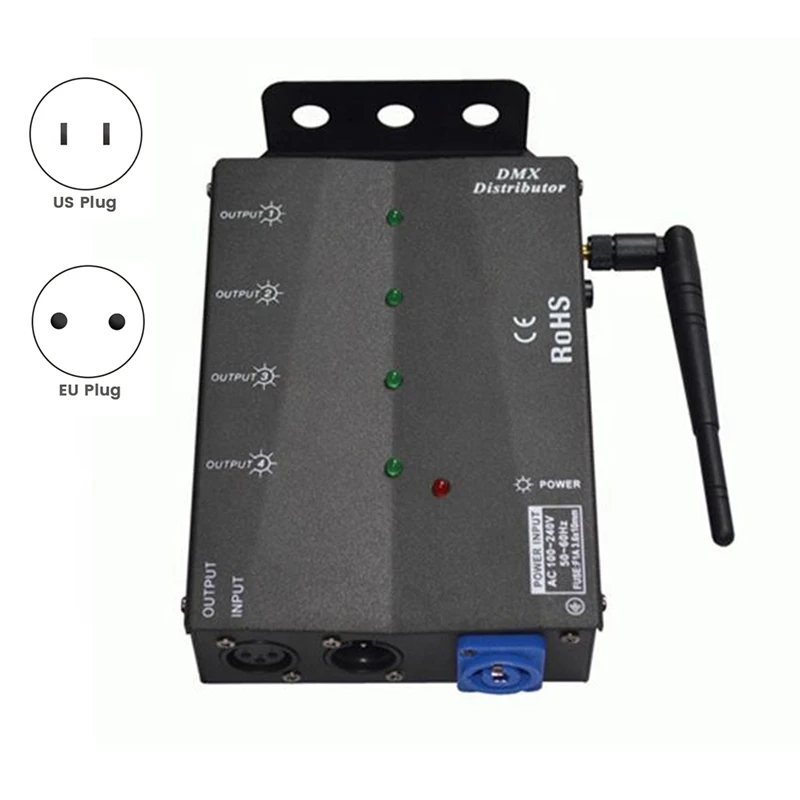4 Way Wireless Separate DMX512 Splitter Distributor DMX512/1990 Signal Data 1 Input 4 Output Side Installed
4 Way Wireless Separate DMX512 Splitter Distributor DMX512/1990 Signal Data 1 Input 4 Output Side Installed