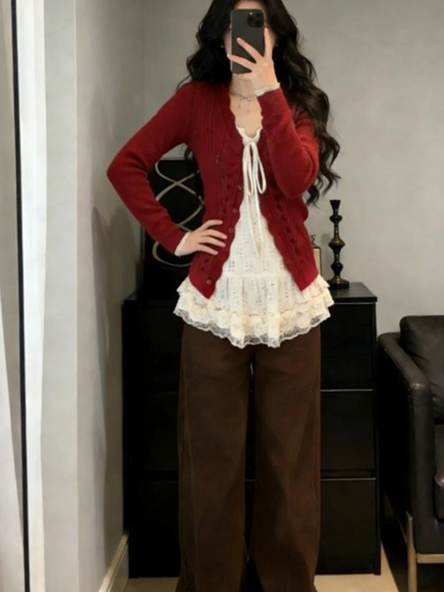Spring New Year Red ort Knitted Cardigan Set Women's Faion plus Size Wide Leg Pants Layering Base irt Beautiful Ensemble
Spring New Year Red ort Knitted Cardigan Set Women's Faion plus Size Wide Leg Pants Layering Base irt Beautiful Ensemble