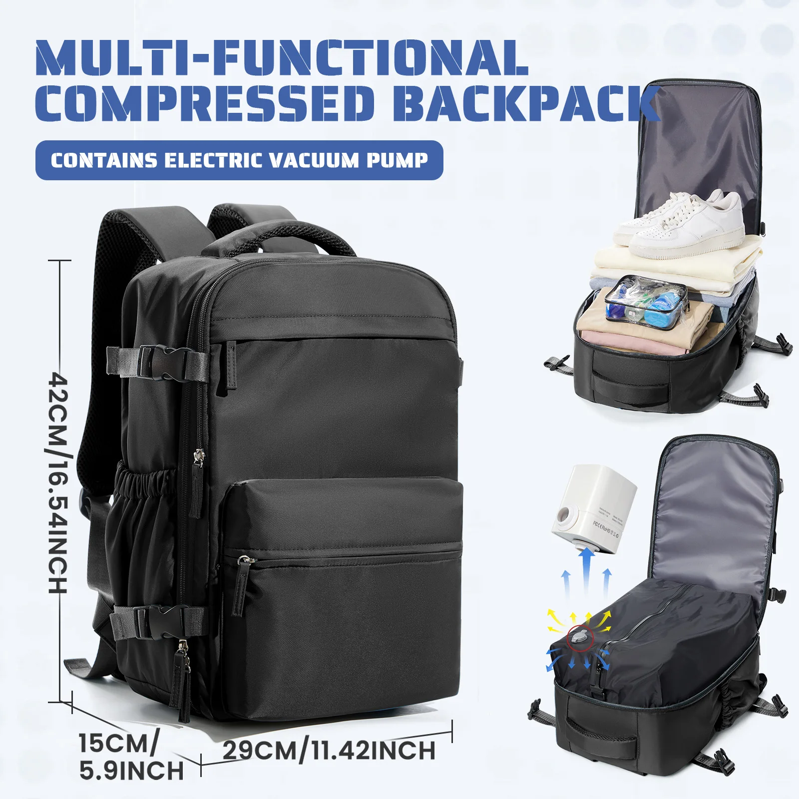 Vacuum Backpack Travel Bag for Men Large Capacity Backpack Business Laptop Backpack Women Men Expandable Backpack School Bag
Vacuum Backpack Travel Bag for Men Large Capacity Backpack Business Laptop Backpack Women Men Expandable Backpack School Bag