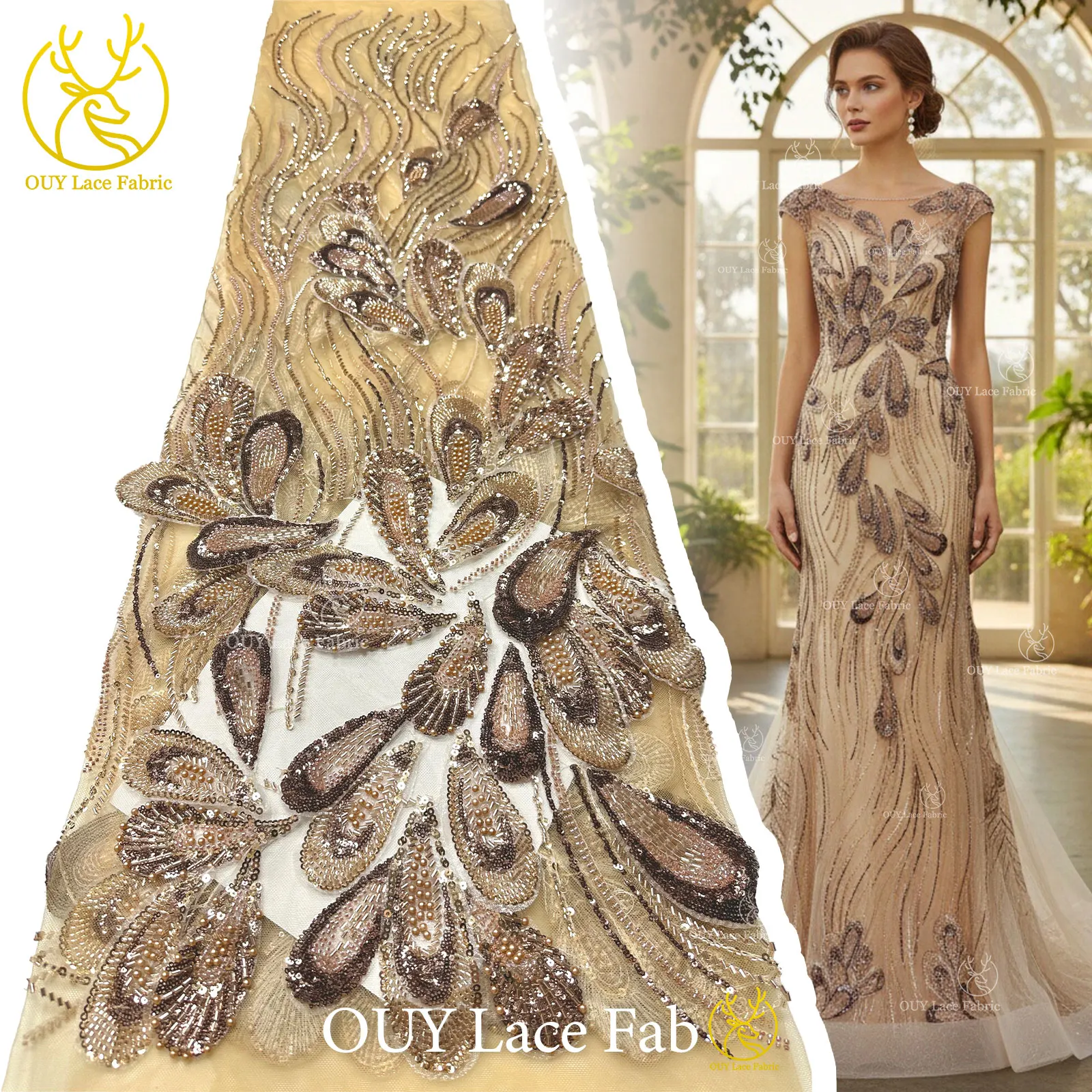 3D Luxury African Embroidery Beaded Mesh Lace Fabric 5 Yards French Tulle Sequins Lace Fabric For Nigerian Wedding Dress Sewing
3D Luxury African Embroidery Beaded Mesh Lace Fabric 5 Yards French Tulle Sequins Lace Fabric For Nigerian Wedding Dress Sewing