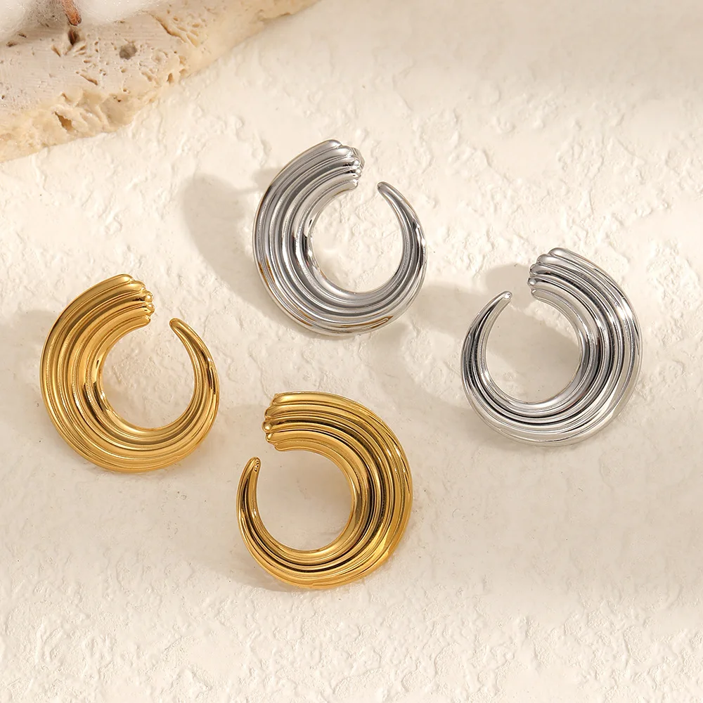 Stainless Steel Geometric Stripe Hollow C-Shaped Stud Earrings for All Occasions Anti Allergic Metal Simple Daily Modern Jewelry
Stainless Steel Geometric Stripe Hollow C-Shaped Stud Earrings for All Occasions Anti Allergic Metal Simple Daily Modern Jewelry