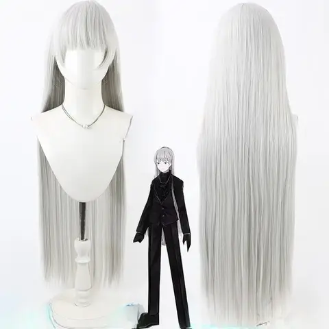 Pelucas sintéticas resistentes al calor, peluca de cosplay de Game Library of Ruina Angelica, The Black Silence Roland Wife, pelo blanco de 100cm de largo