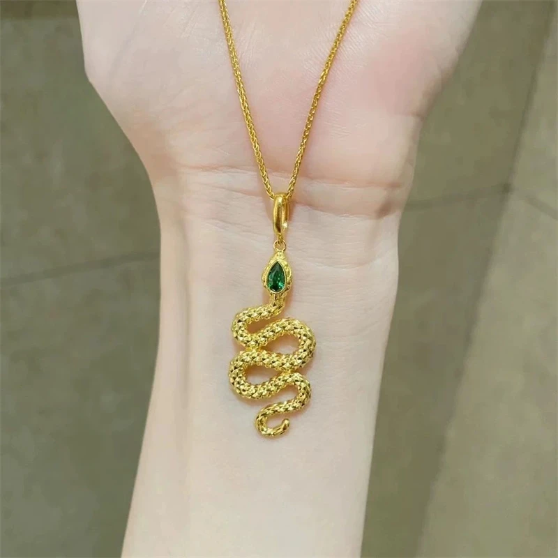 High Quality24K Gold Au999 Color Snake Pendant Necklace, Green Cubic Zirconia Women's Fashion Jewelry Gift
High Quality24K Gold Au999 Color Snake Pendant Necklace, Green Cubic Zirconia Women's Fashion Jewelry Gift