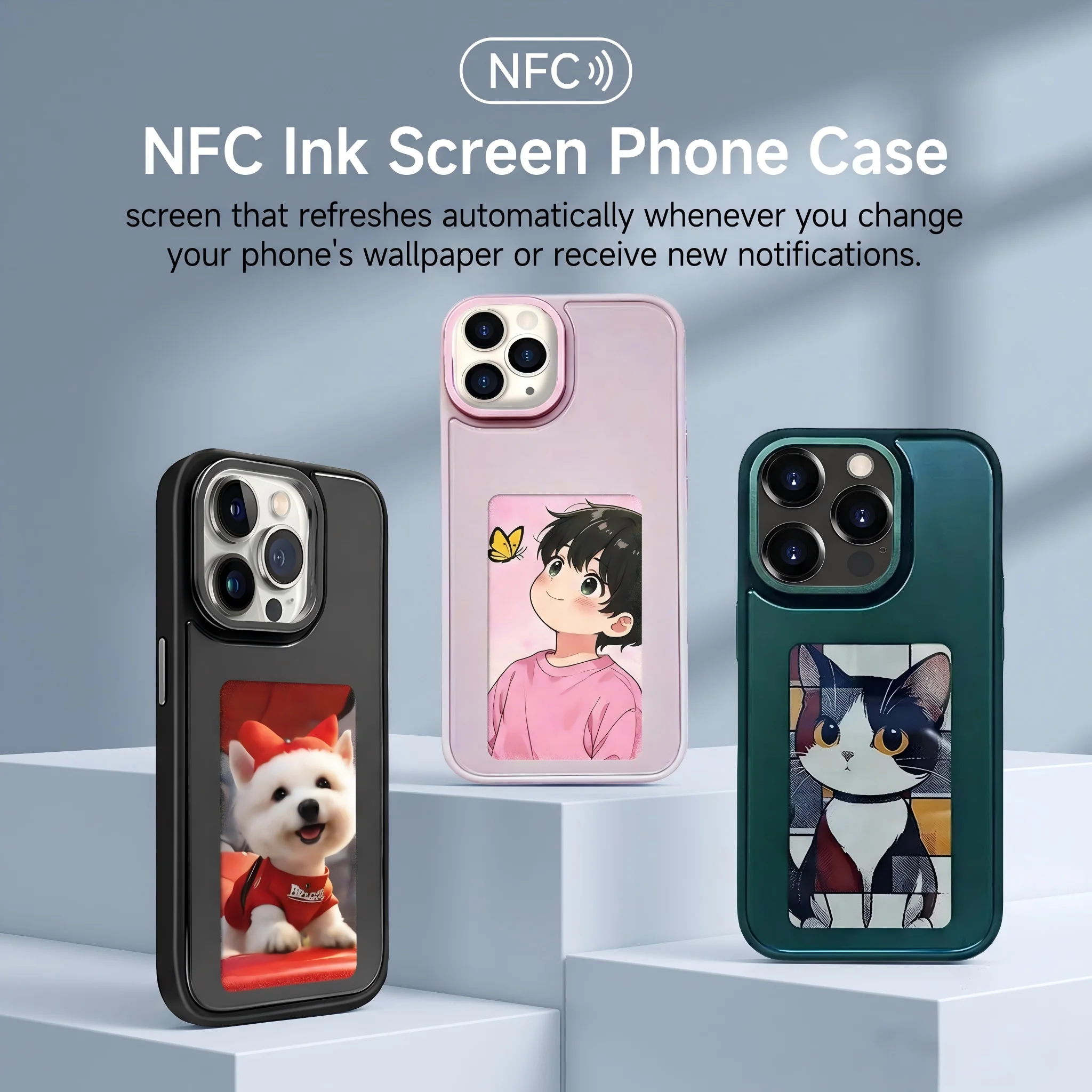 NFC Smart E-Ink Display Phone Case One Click DIY Custom Photo Protective Cover Shockproof Soft TPU Personalized Phone Shell For