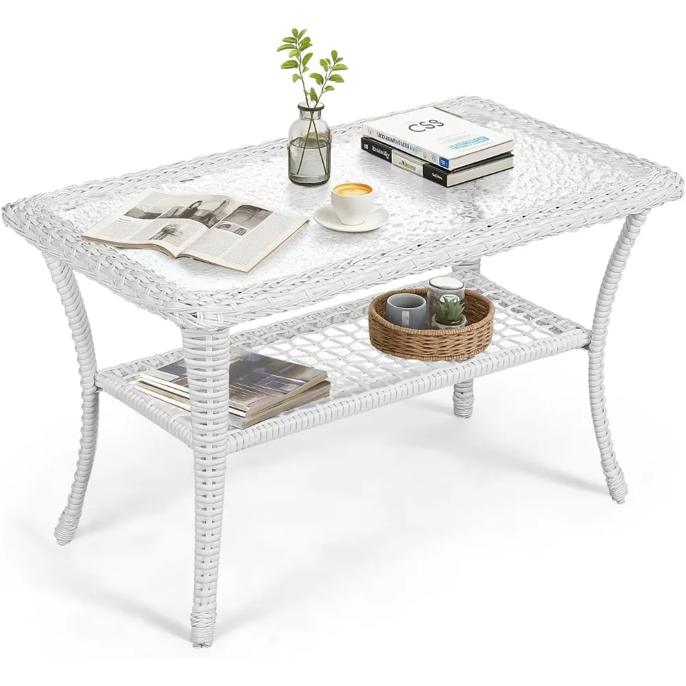 VIVIJASON Уличный плетеный журнальный столик, всепогодный журнальный столик из ротанга для патио с двухуровневым хранилищем, прямоугольник из закаленного стекла C
VIVIJASON Уличный плетеный журнальный столик, всепогодный журнальный столик из ротанга для патио с двухуровневым хранилищем, прямоугольник из закаленного стекла C