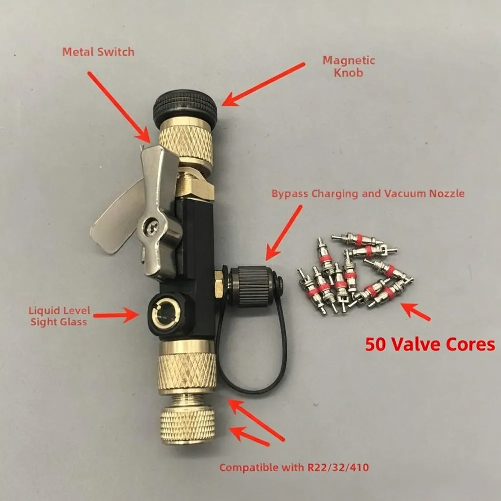Newest Sale Copper Alloy HVAC Valve Core Removal Tool Dual Valve With Sight Glass Vacuum For R22/32/410
Newest Sale Copper Alloy HVAC Valve Core Removal Tool Dual Valve With Sight Glass Vacuum For R22/32/410