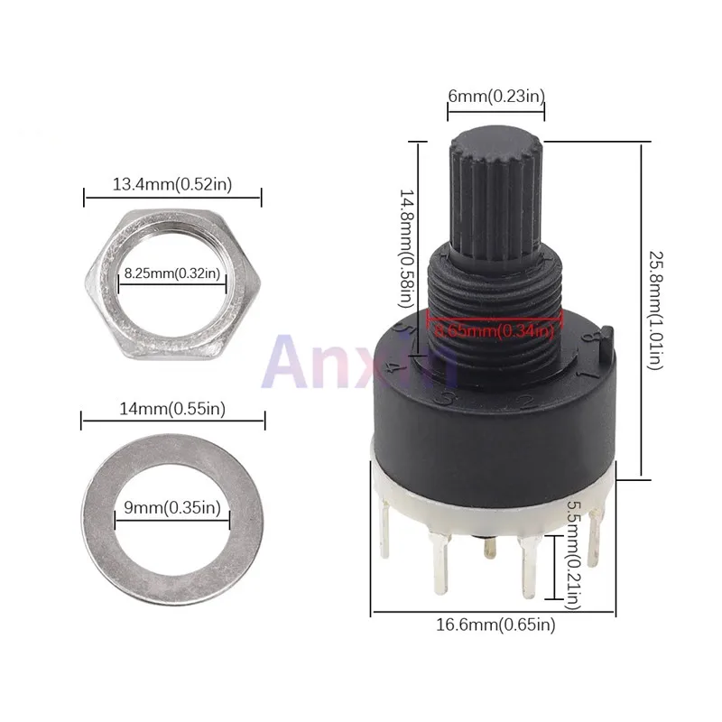 2PCS SR16 RS16 Diameter 16mm Rotary Band Switch 2 Pole 3 4 Position 1 Pole 5 6 8 Position Handle Length 15MM Plastic
2PCS SR16 RS16 Diameter 16mm Rotary Band Switch 2 Pole 3 4 Position 1 Pole 5 6 8 Position Handle Length 15MM Plastic