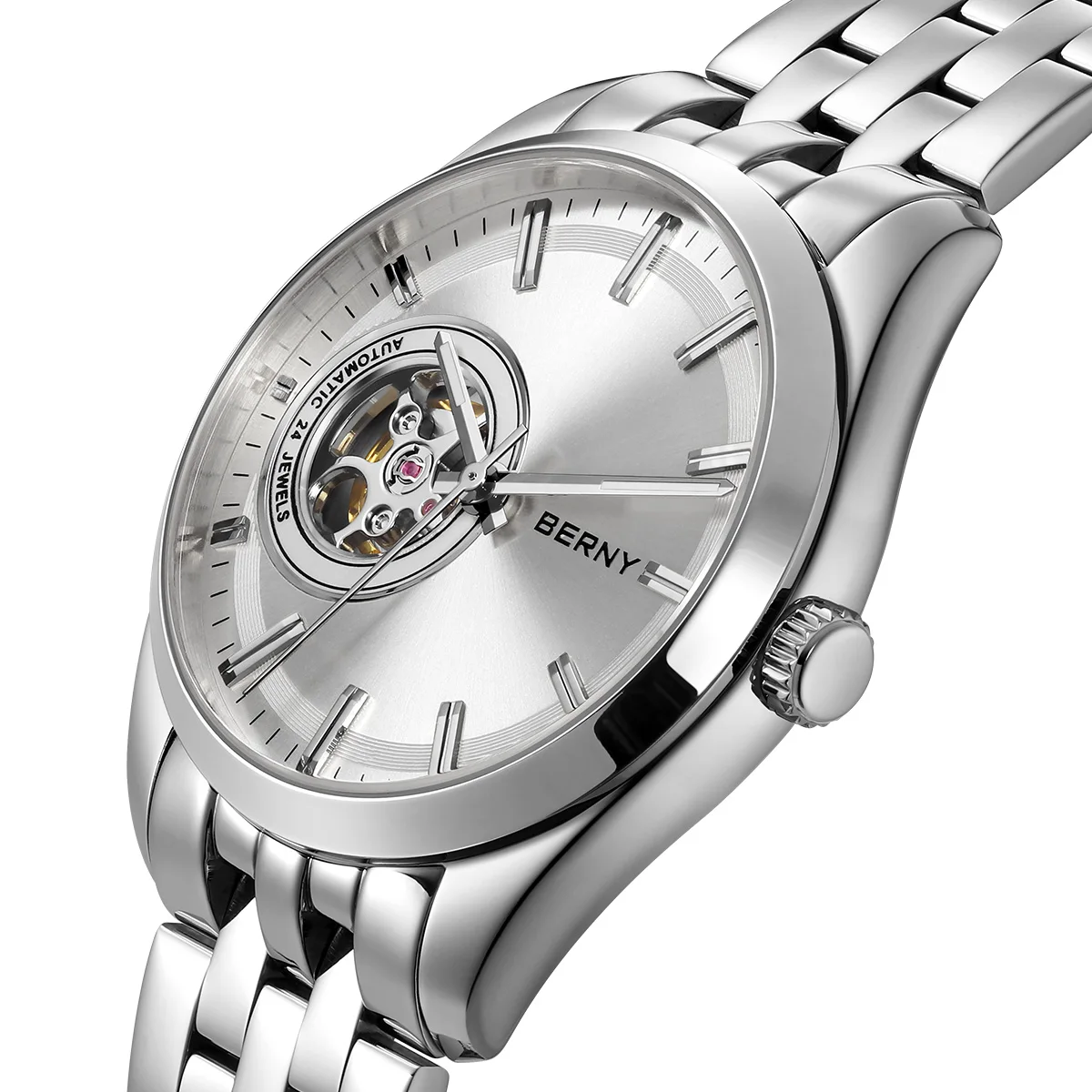 BERNY Automatic Watches for Men Luxury Elegant Skeleton Dress Mechanical Watch Sapphire Luminous Hands 5ATM Business Wristwatch
BERNY Automatic Watches for Men Luxury Elegant Skeleton Dress Mechanical Watch Sapphire Luminous Hands 5ATM Business Wristwatch